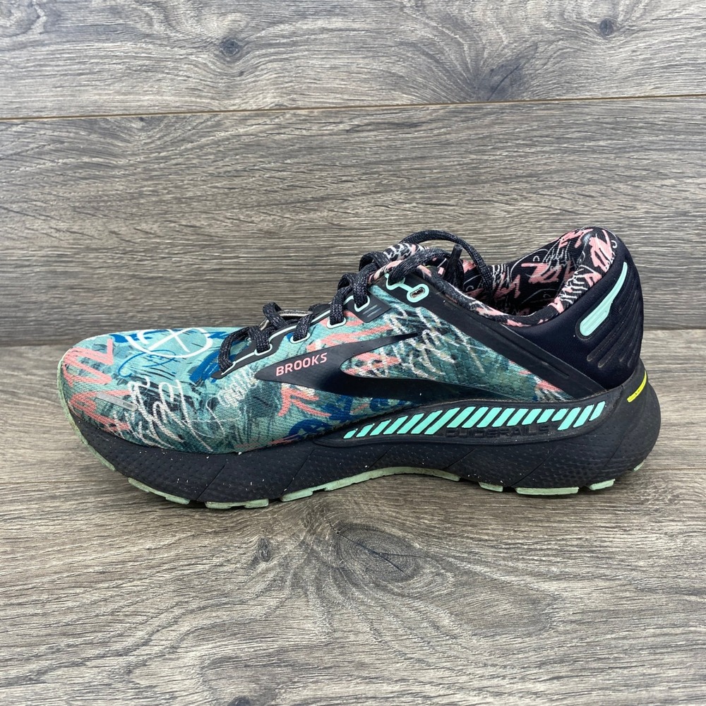 Brooks Adrenaline GTS 22 Running Shoes Womens 9 Teal Pink Graffiti NYC Marathon - Picture 5 of 12
